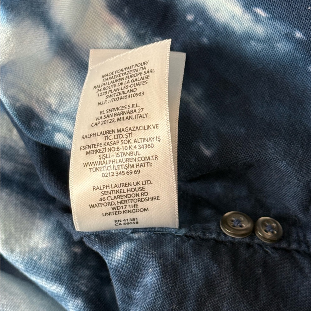 Polo Ralph Lauren Blue Tie Dye Oxford Shirt Logo Button Down Festival Statement - Picture 12 of 12